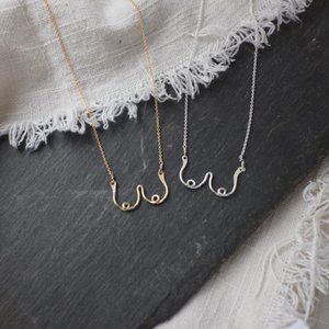 Handmade Boob Necklace/Sterling Silver